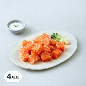 바른씨 싱싱한 큐브 생연어 150g + 타르타르소스 30g 세트, 4세트