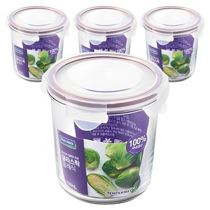 글라스락 퍼플에디션 원형 도어포켓 밀폐용기, 4개, 720ml