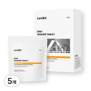 라비킷 식기세척기 세제 고체형 60정, 240g, 5개