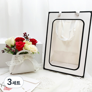 노블리 조화 스타일 카네이션 비누꽃 가방 + 감사 카드 + 용돈 봉투 + 쇼핑백 세트, 레드(조화), 3세트
