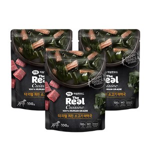 하림펫푸드 더리얼 퀴진 강아지 파우치, 소, 100g, 3개