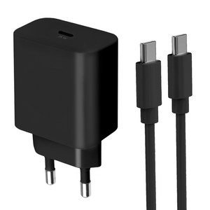 홈플래닛 25W PPS PD 3.0 초고속 충전기 + CtoC 케이블 1.2m, 블랙, 1개