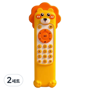 조이키즈 실리콘커버가 있는 노래하는 멜로디 리모컨 촉감발달완구 세트, 옐로우(사자), 2세트