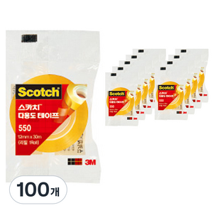 쓰리엠 스카치 다용도테이프 550 리필 12mm x 30m, 혼합색상, 100개