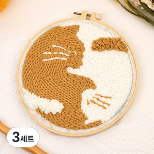 아트조이 DIY 펀치 니들 자수 + 4단 바늘 세트, 3세트, 고양이 한쌍