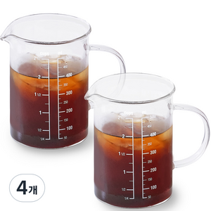 리본제이 비커 유리 계량컵, 500ml, 4개