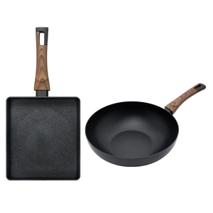 실바트 인덕션 까리노 IH 프라이팬 시리즈 2개, 블랙 + 브라운, 계란말이팬 24cm + 궁중팬 30cm, 1세트