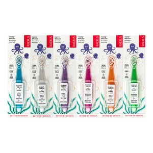 래디어스 토츠 유아칫솔 6종 세트, 그린, 블루, 오렌지, 퍼플, 핑크, 화이트, 6개입, 1세트