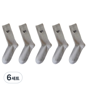 핫데이썸 골프 스포츠 중목 양말 5켤레 세트, 그레이, 6세트