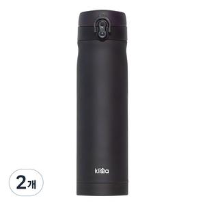 클리나 원터치 텀블러, 블랙, 500ml, 2개
