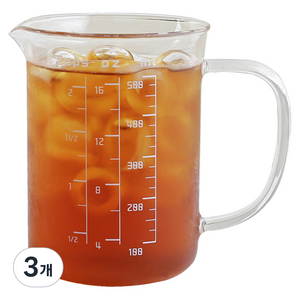 MAKA 내열유리 계량컵 중 MC-02, 투명, 500ml, 3개