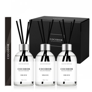 코코도르 화이트라벨 디퓨저 200ml 3개 블랙섬유스틱 20p, 양재동꽃시장