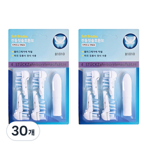 토비메모리 오랄비 크로스액션 파워 화이트닝 전동칫솔 호환 리필모 4p, B1010, 30개