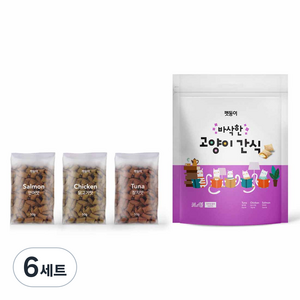 펫둥이 고양이 바삭한 간식 3가지맛, 혼합맛(연어/닭고기/참치), 600g, 6세트