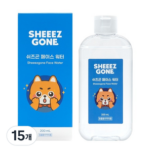 쉬즈곤 반려동물 페이스워터 저자극 눈물지우개, 200ml, 15개