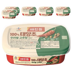 해찬들 100% 태양초 우리 쌀고추장, 200g, 6개