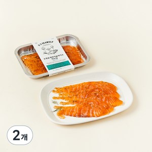 OZEN 훈제연어 슬라이스 허브 딜 (냉장), 180g, 2개