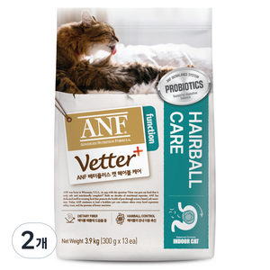 ANF 베터플러스 캣 기능성 사료, 헤어볼+장건강, 3.9kg, 2개