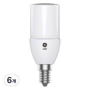 제너럴일렉트릭 LED 브라이트 스틱 전구 5W E14, 주광색, 6개