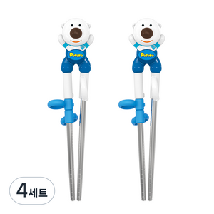 에디슨 아동용 입체 스텐 교정젓가락 2종 세트, 포비 + 포비, 4세트