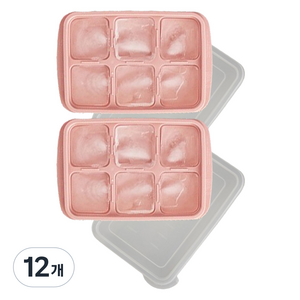 집사람 이유식 6구 큐브 용기, 335ml, 핑크, 12개