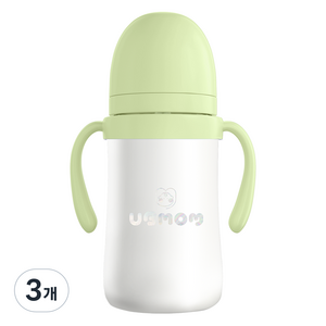 유비맘 시그니처 보온보냉 스테인리스 유아 빨대컵, 220ml, 3개, 멜론