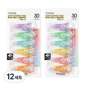 투코비 큐티 수정테이프 6종, 혼합색상, 12세트