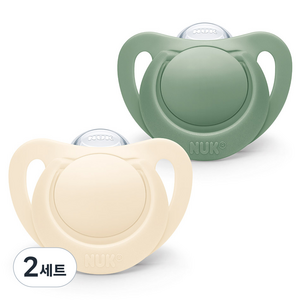 누크 유아용 For 네이처 노리개젖꼭지 2종 세트, S1 (0~6개월), 그린 +  베이지, 2세트