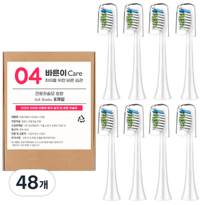 바른이케어 필립스 호환용 전동 칫솔모, HX6064-DM, 48개