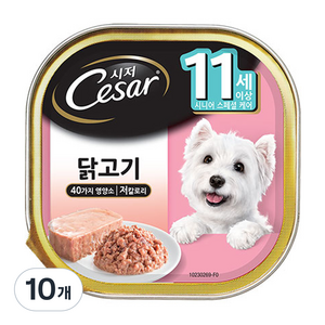 시저 11세 이상 시니어 강아지 주식캔, 닭, 100g, 10개
