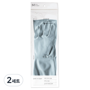 생활공작소 라텍스 고무장갑 일반형, 파스텔블루, 중(M), 2세트