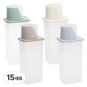 이지앤프리 클린킵 잡곡통 냉장고정리용기 1200ml 4종 세트, 화이트 + 그린 + 우드 그레이 + 블루, 15세트