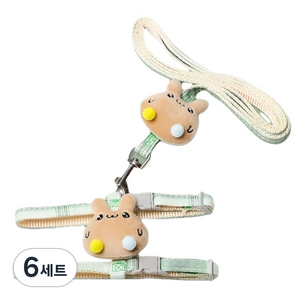 반려동물 바디보 캐릭터 산책용 하네스 세트, 그린, 6세트