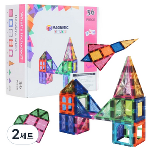 토이토 맥타일즈 자석 블럭 교구 놀이 세트 36p, 2세트, 혼합색상