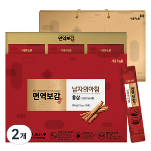 서울에프엔비 면역보감 남자의아침 홍삼 30p + 쇼핑백, 360g, 2개