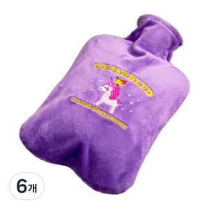디스에이블드 포켓형 보온 물주머니 유니콘 보라색 1800ml, 6개