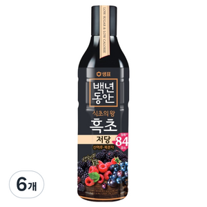 백년동안 저당 산머루 복분자 흑초, 900ml, 6개