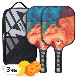 빈스귀르 마샤투 야외 비치 선셋 피클볼 세트, 오렌지퓨전, 3세트