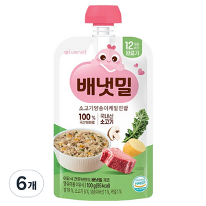 배냇밀 이유식 완료기, 100g, 6개, 혼합맛(소고기/양송이/케일)