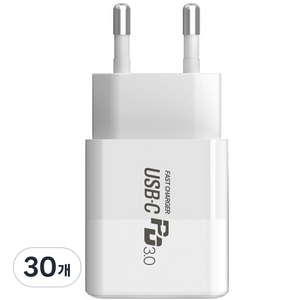 유엠투 20W 1포트 PD 고속 충전기 PD20Wmini, 화이트, 30개