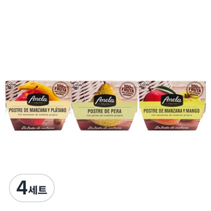 아넬라 100% 생과일 프리미엄 아넬라 디저트 망고 + 바나나 + 배 3종 세트, 4세트, 200g