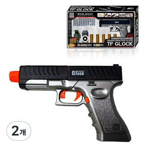 하하토이 리얼샷 탄피 배출 TF GLOCK 장난감 권총, 매트블랙, 2개
