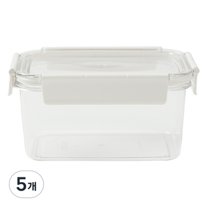 JAJU 클리어 밀폐용기 1300ml, 단품, 5개