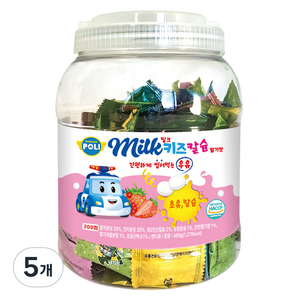 로보카폴리 유아용 밀크 칼슘 딸기맛 200p, 5개, 200정