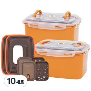이지앤프리 황토누름독 스마트 김치통 2p + 2in1 누름이 2p 세트, 10L, 10세트