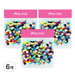 유니아트 퐁퐁 20mm, 혼합색상, 6개