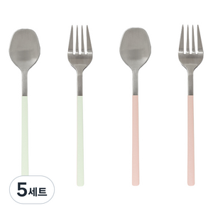 메종오브제 시에르 딜라잇 커트러리 티스푼 티포크 세트 스카이민트 + 블로썸핑크, 5세트, 티스푼 2p + 티포크 2p