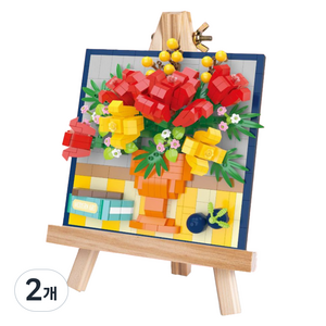 작디작은집 이젤 시리즈 미니 블록, 레드장미, 2개, 615피스