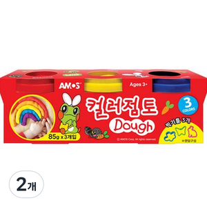 아모스 컬러점토 3종 세트, 빨강 + 노랑 + 파랑, 85g, 2개
