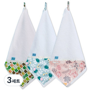 오즈맘 고리수건 3종 세트, C형 (그린캣, 메이빈블루, 시크릿 가든 핑크), 3세트